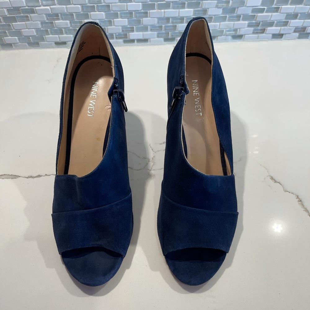 Nine West Suede Peep Toe Heels